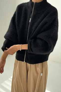 Alpaca Zip Front Jacket (Black)