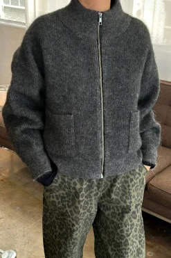 Alpaca Zip Front Jacket (Charcoal)