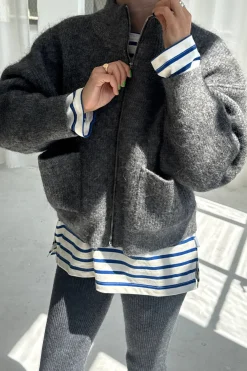 Alpaca Zip Front Jacket (Charcoal)