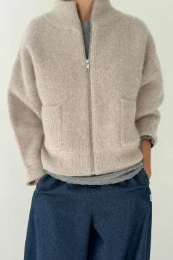 Alpaca Zip Front Jacket (Smoke)