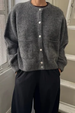 Amélie Alpaca Cardigan (Charcoal)