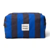 Canvas Make Up Bag (Blue/Grey Stripe)