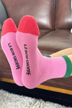 Color Block Girlfriend Socks (Rose/Green)