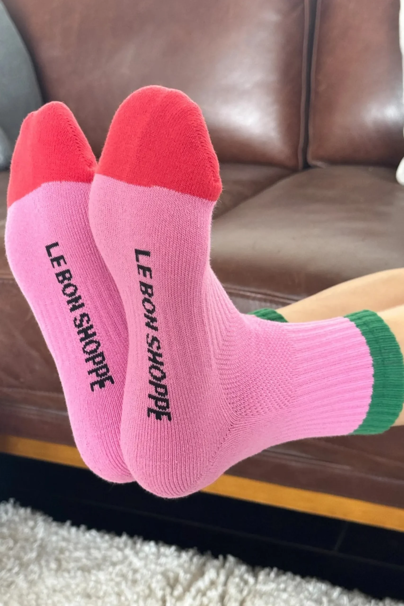 Color Block Girlfriend Socks (Rose/Green)