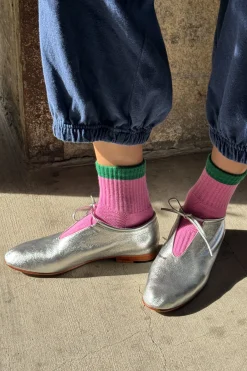 Color Block Girlfriend Socks (Rose/Green)