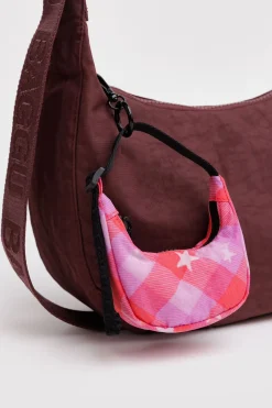 Crescent Bag Charm (Pink Star Plaid)