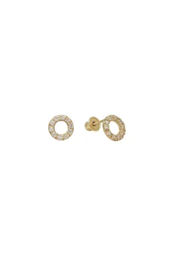 CZ Circle Cutout Studs (Solid Gold)