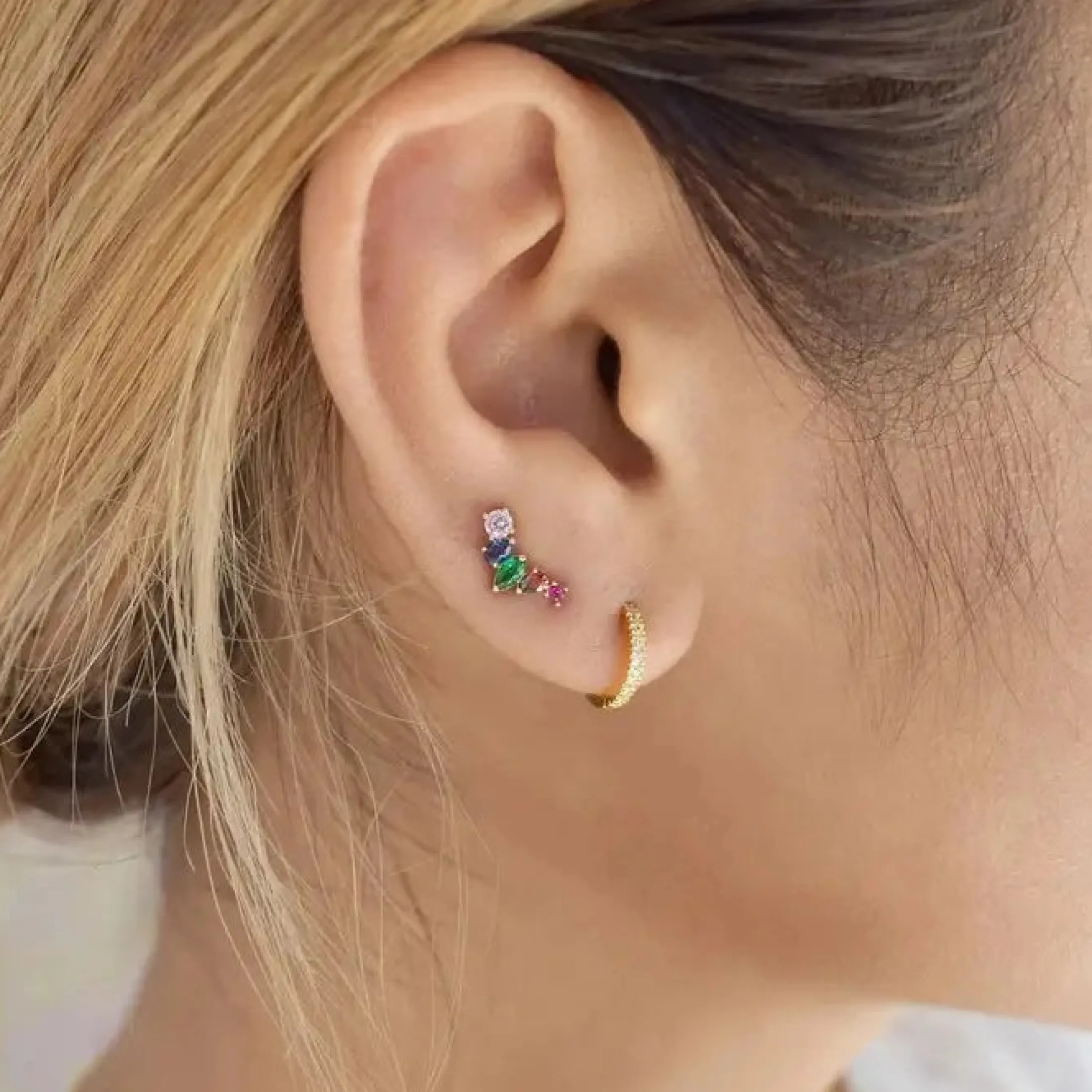 CZ Colorful Crawler Studs (Solid Gold)