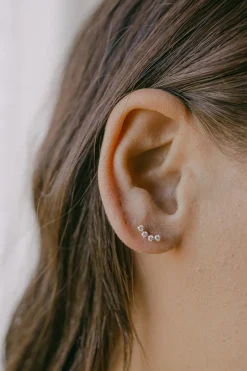 CZ Curved Studs (14K Solid Gold)