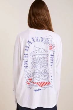 Damson Deli Long Sleeve Tee (White)