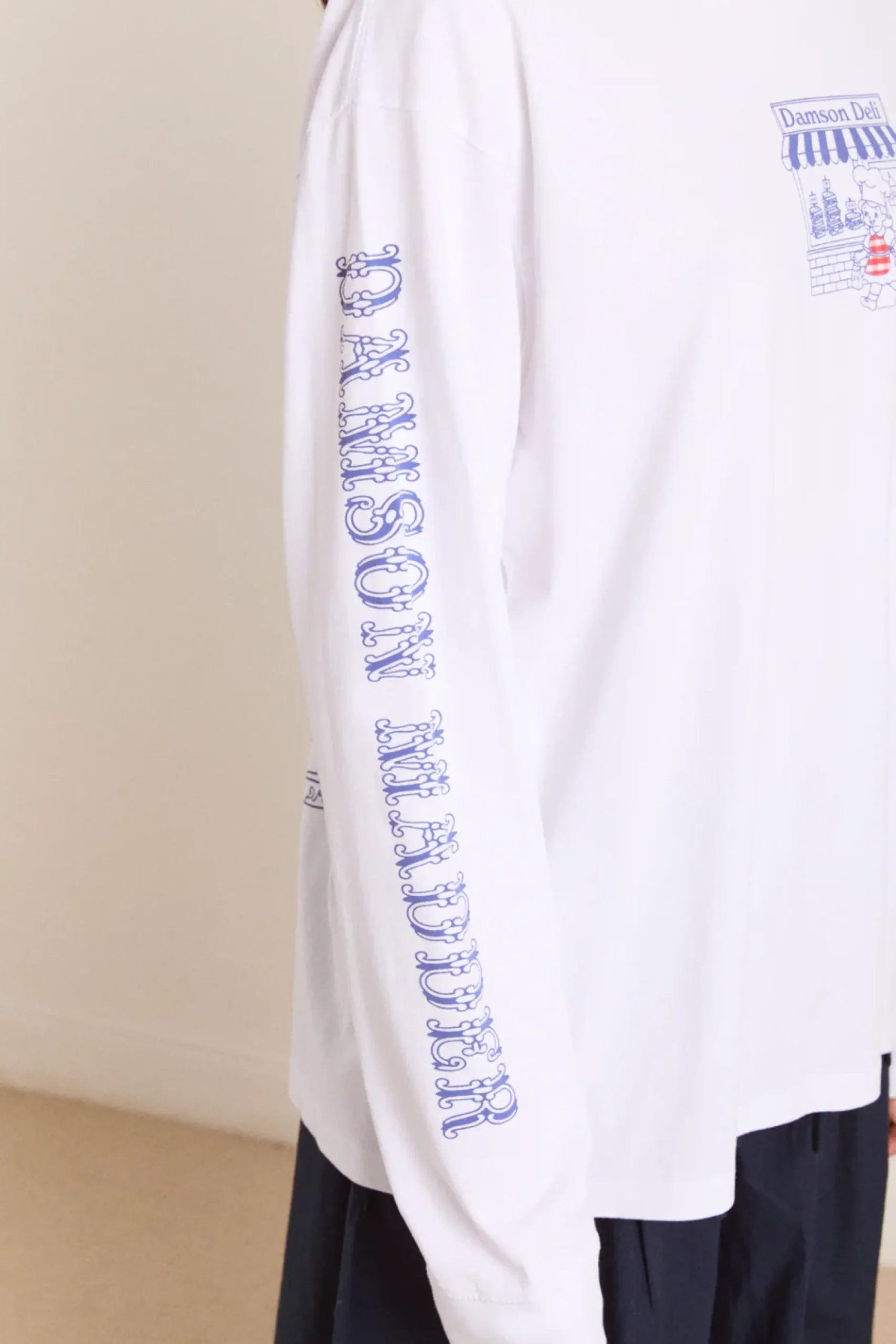 Damson Deli Long Sleeve Tee (White)