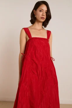 Elina Midi Dress (Red Tafetta)