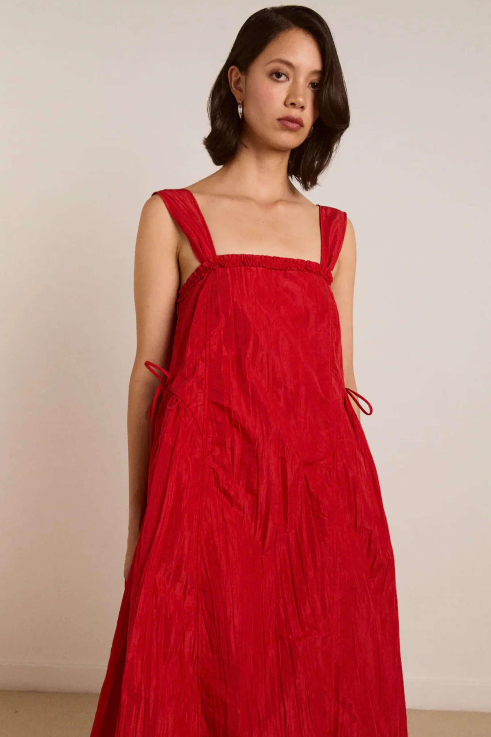 Elina Midi Dress (Red Tafetta)