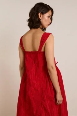 Elina Midi Dress (Red Tafetta)