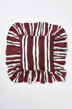 Frilly Cushion (Burgundy Stripe)