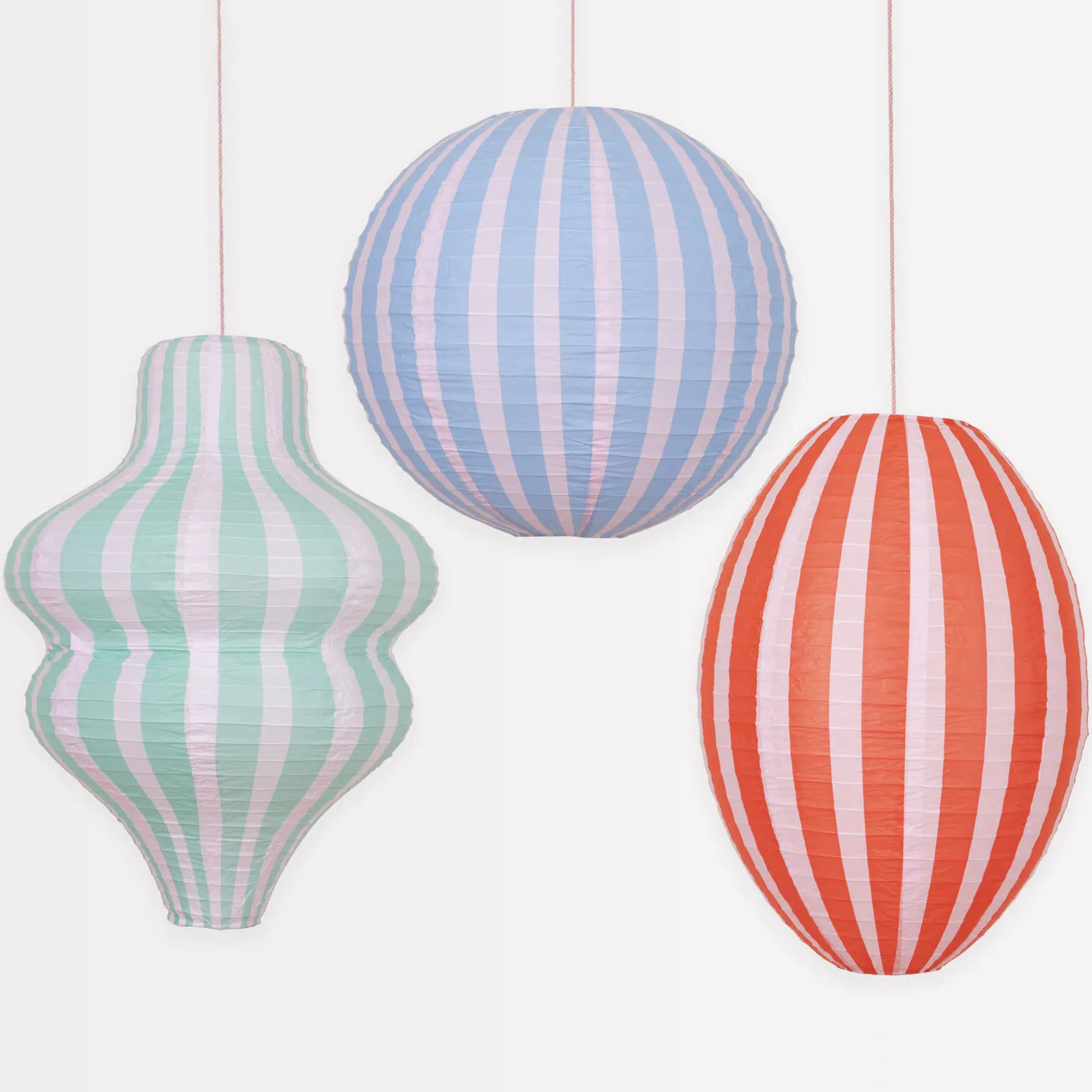 Hanging Paper Stripy Lantern Decoration x 3