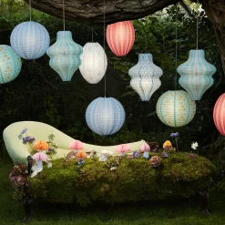 Hanging Paper Stripy Lantern Decoration x 3