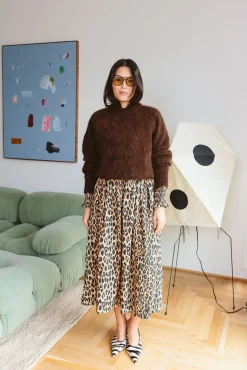 Harper Shirred Midi Dress (Leopard)