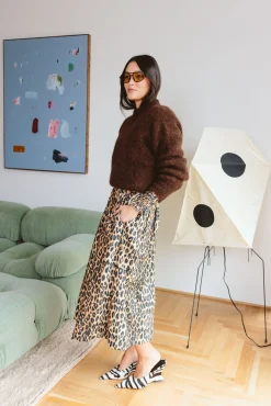 Harper Shirred Midi Dress (Leopard)