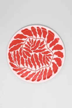 Large Round Birch Serving Tray (Red)