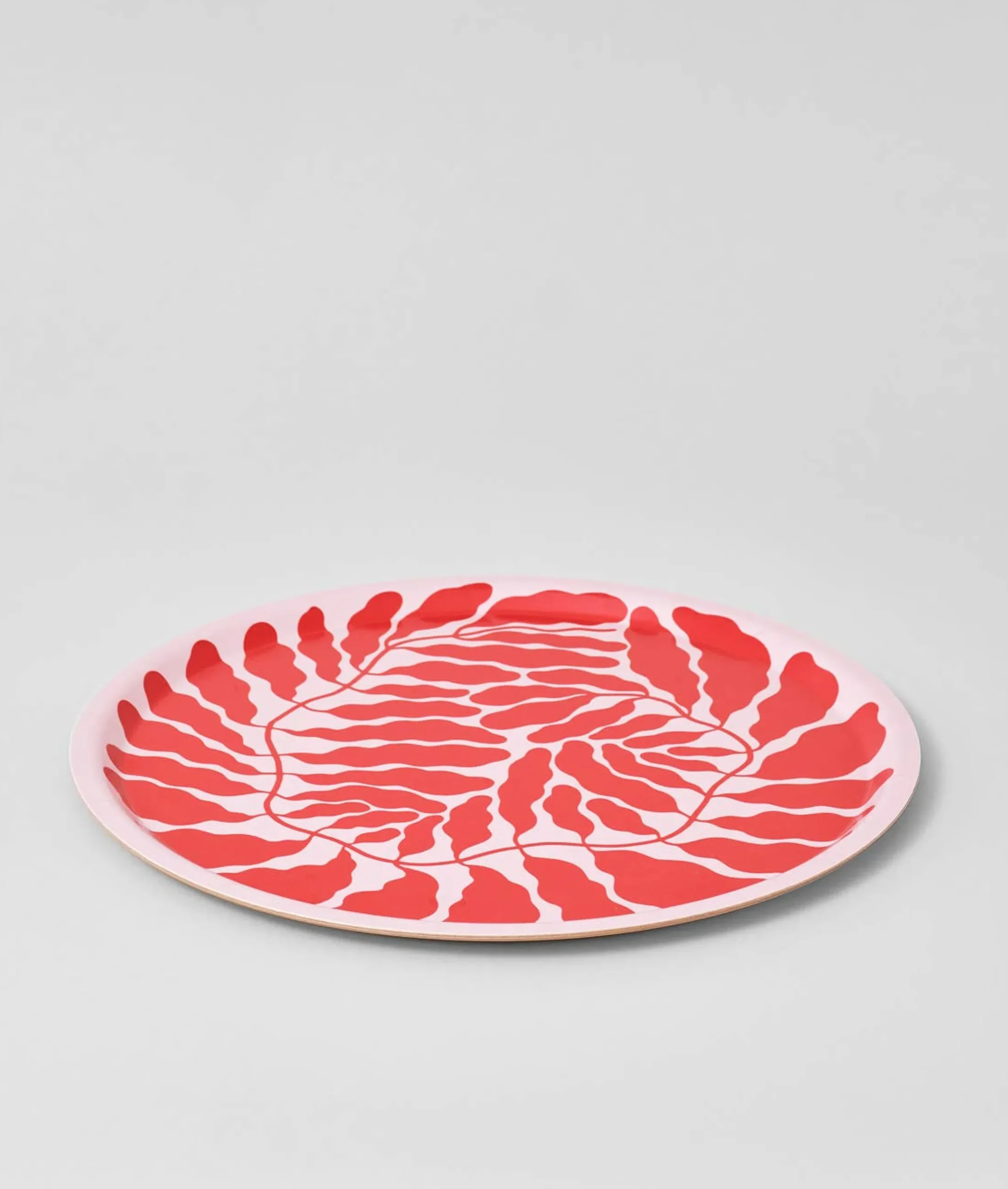 Large Round Birch Serving Tray (Red)