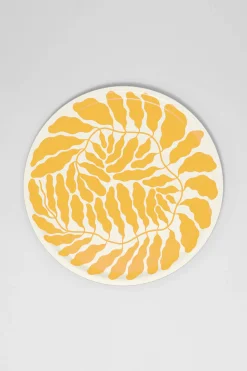 Large Round Birch Serving Tray (Yellow)