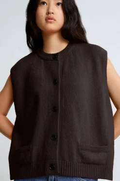 Margaux Sleeveless Cardigan (Chocolate)