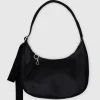 Medium Recycled Leather Crescent Bag (Black)