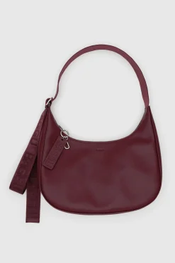 Medium Recycled Leather Crescent Bag (Mahogany)
