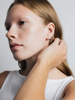 Organic Huggie Hoops (Silver)