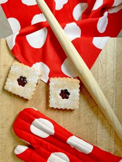 Oven Mitt & Potholder Set (Dot Red)