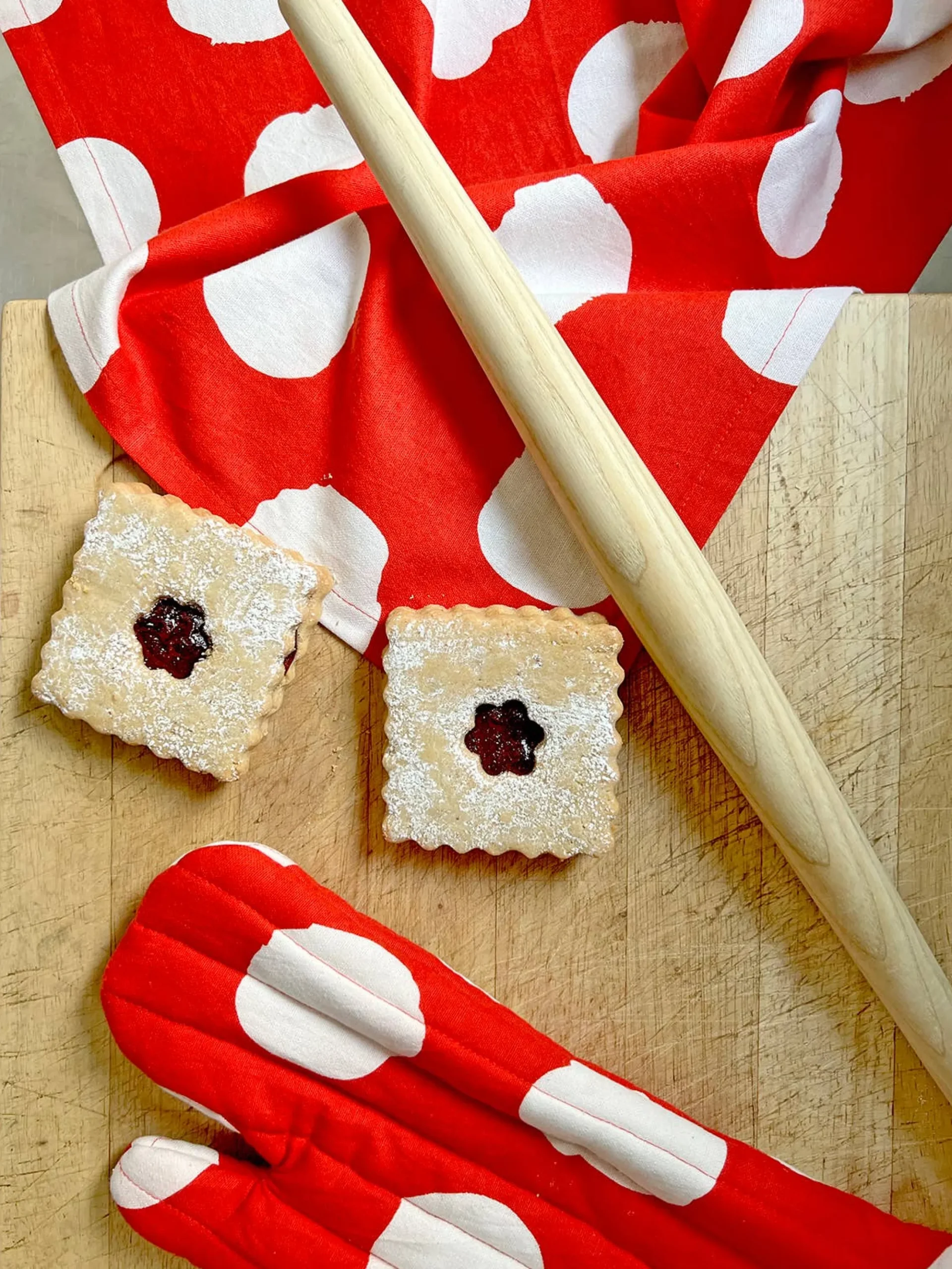 Oven Mitt & Potholder Set (Dot Red)