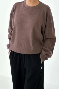 Pointelle Core Sweatshirt (Chocolate)