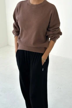 Pointelle Core Sweatshirt (Chocolate)