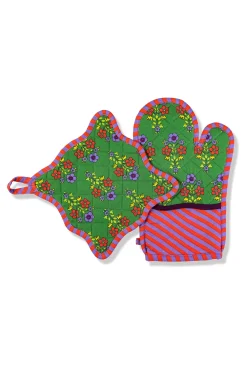 Pot Holder & Oven Mitt (Green)