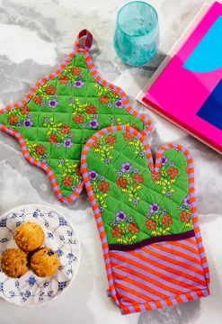 Pot Holder & Oven Mitt (Green)