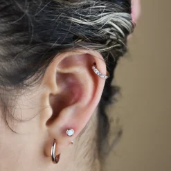 Silver CZ Channel Huggie (Various)