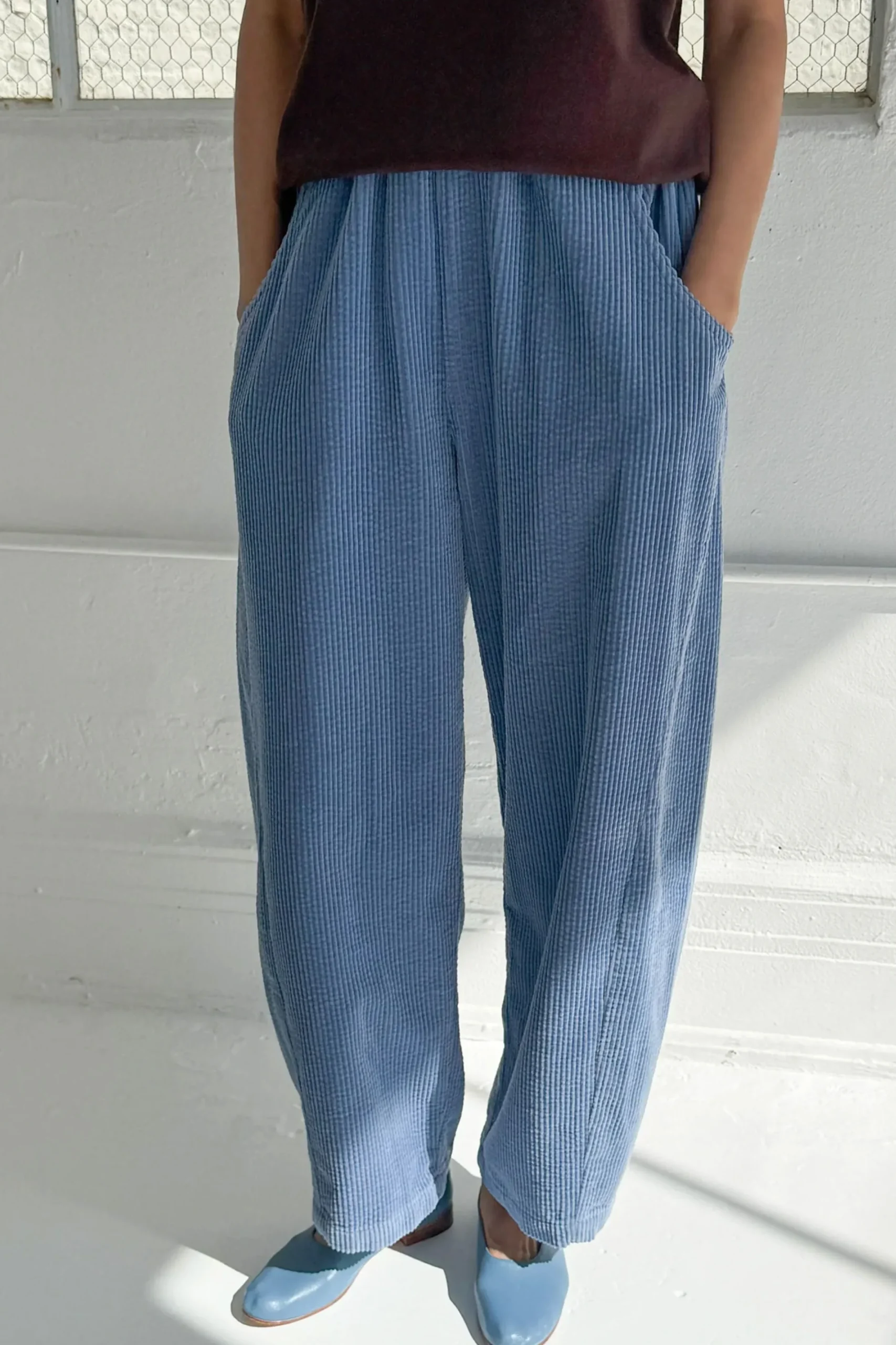 Soft Corduroy Arc Pants (Blue)