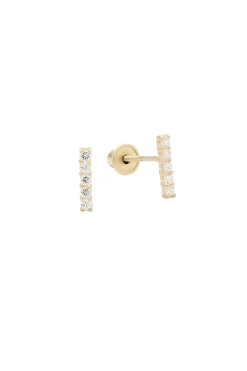 Solid Gold CZ Bar Stud (Various)
