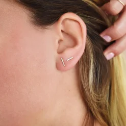 Solid Gold CZ Bar Stud (Various)