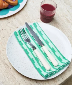 Stripes Napkin Set (Turquoise/Natural)