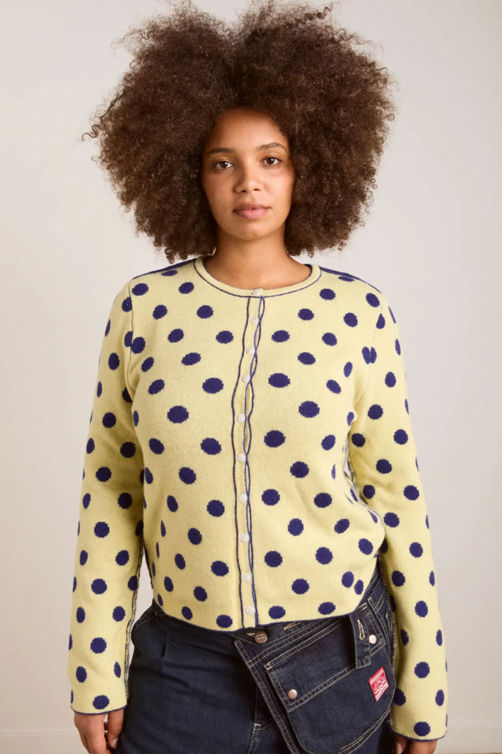 Tabitha Merino Reversible Cardigan (Navy/Butter)