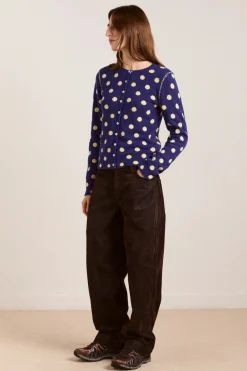 Tabitha Merino Reversible Cardigan (Navy/Butter)