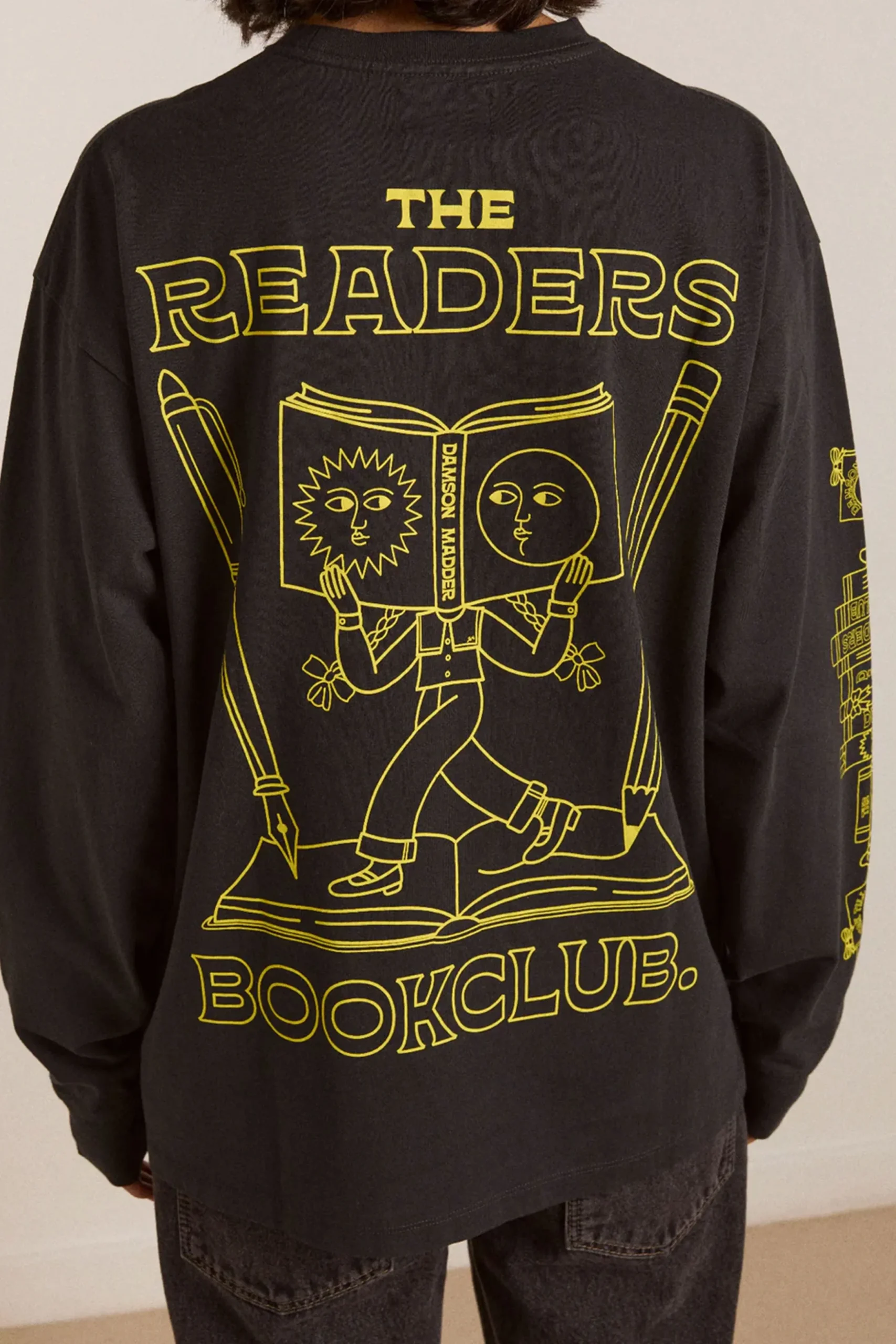 The Reader Long Sleeve Tee (Charcoal)
