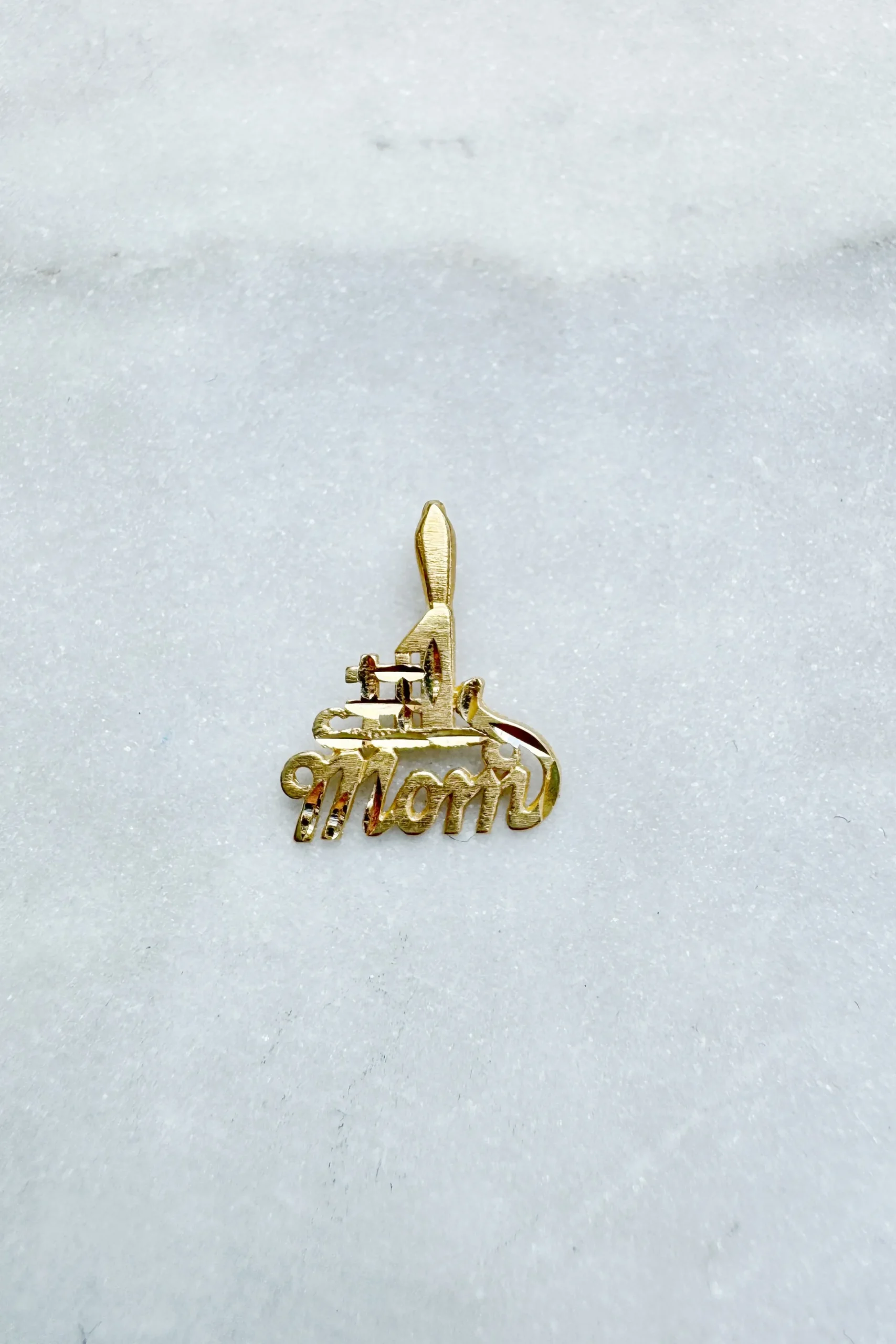 Vintage Solid Gold Charm (Small #1 Mom)