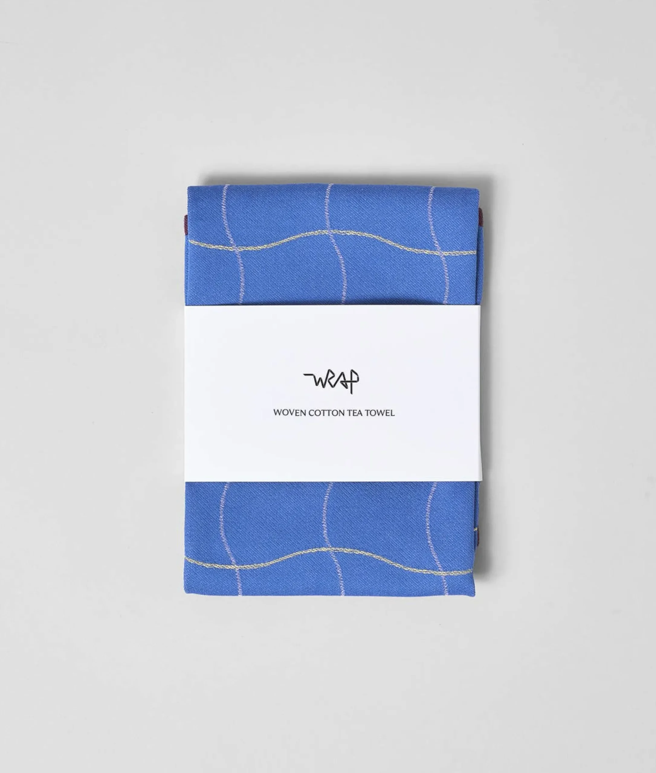 Wave Grid Woven Cotton Tea Towel (Blue)