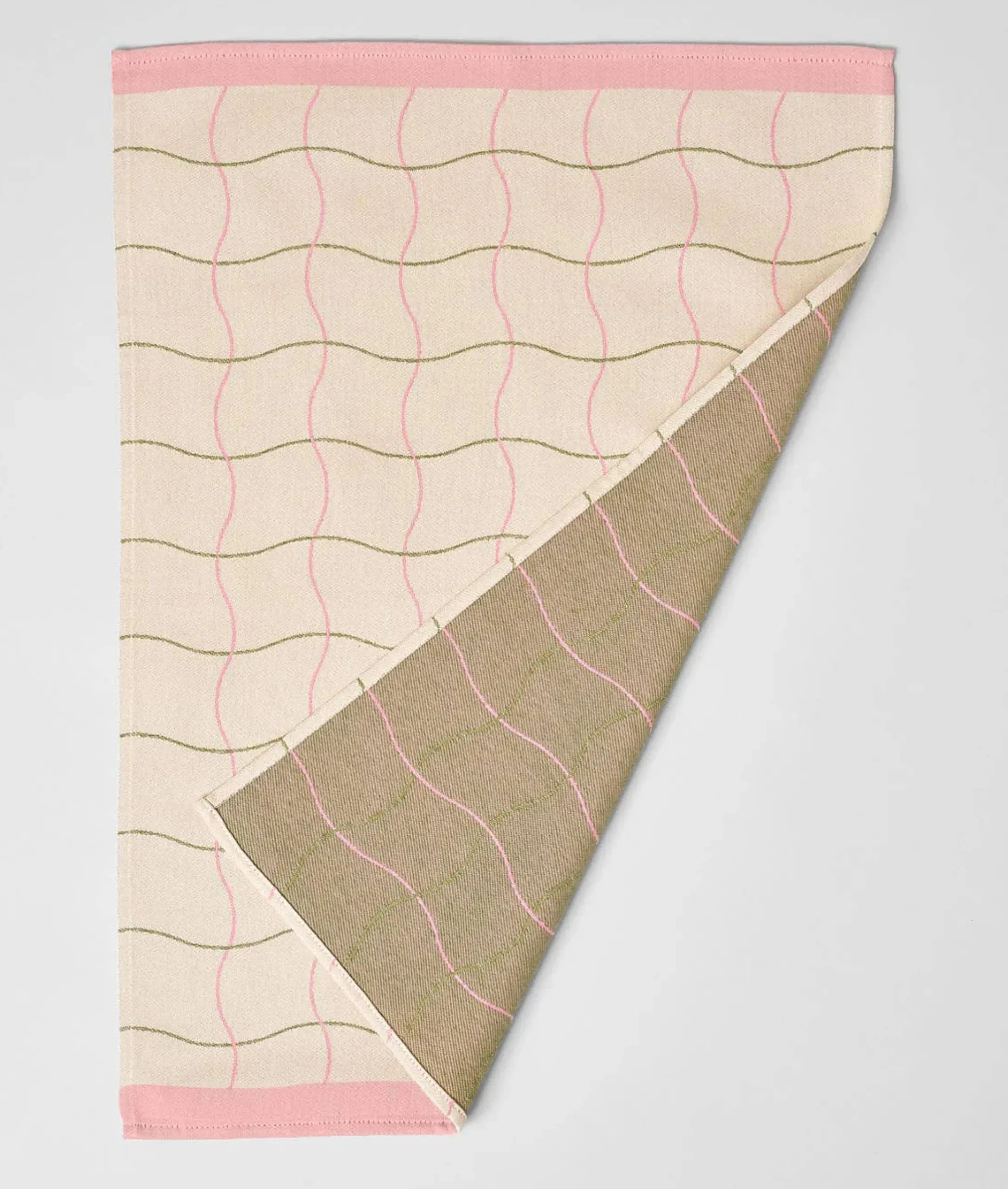 Wave Grid Woven Cotton Tea Towel (Natural)