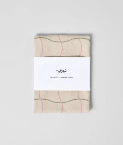 Wave Grid Woven Cotton Tea Towel (Natural)