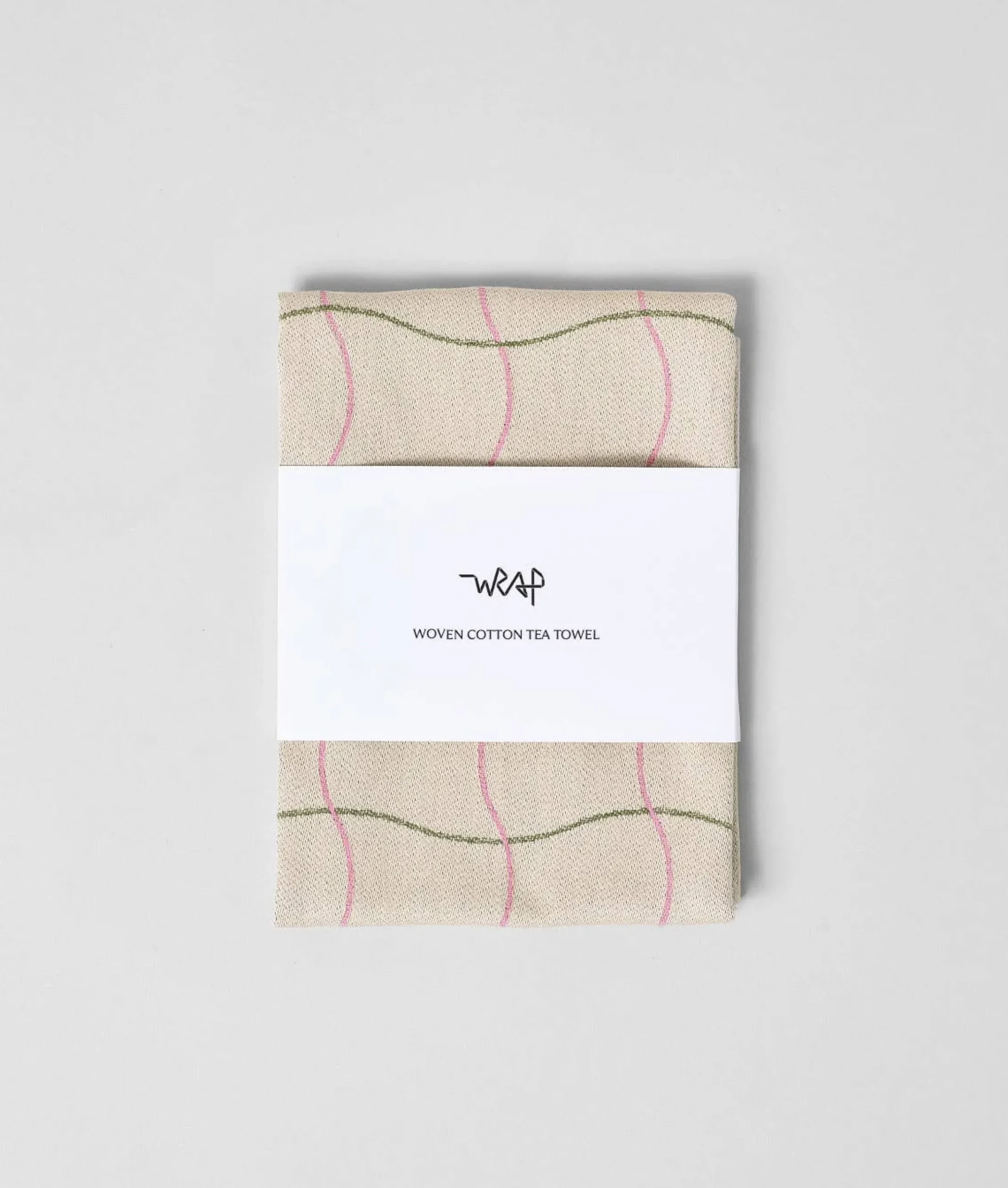Wave Grid Woven Cotton Tea Towel (Natural)