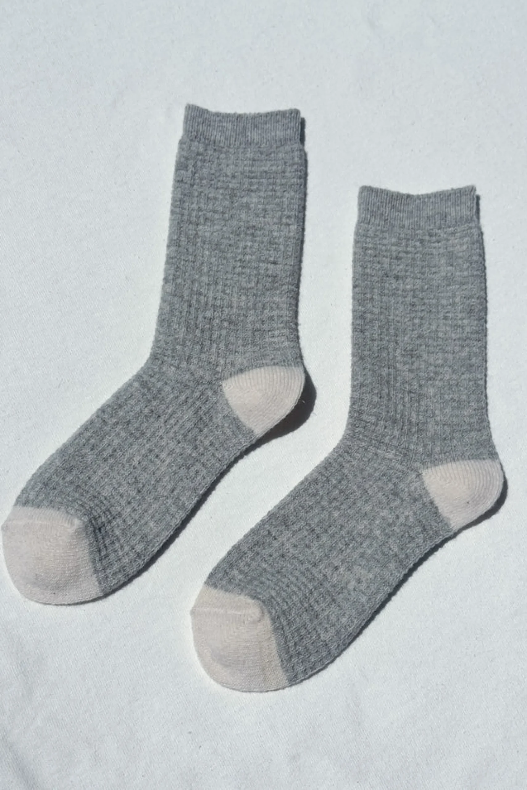 Wool Waffled Socks (Stone/ Cream)